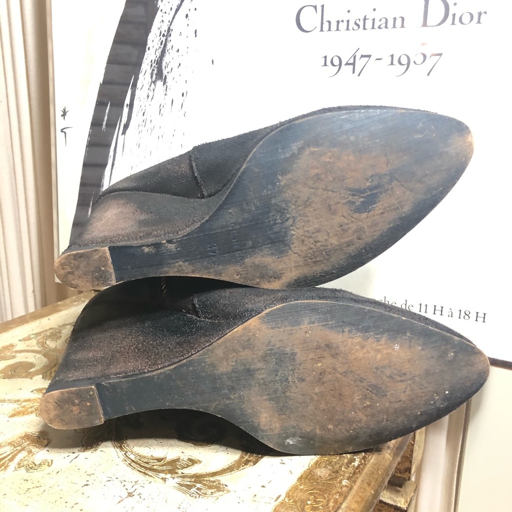 Sz7-FREE PEOPLE DISTRESSED BLACK/BROWN SUEDE BOOTS - Picture 15 of 16